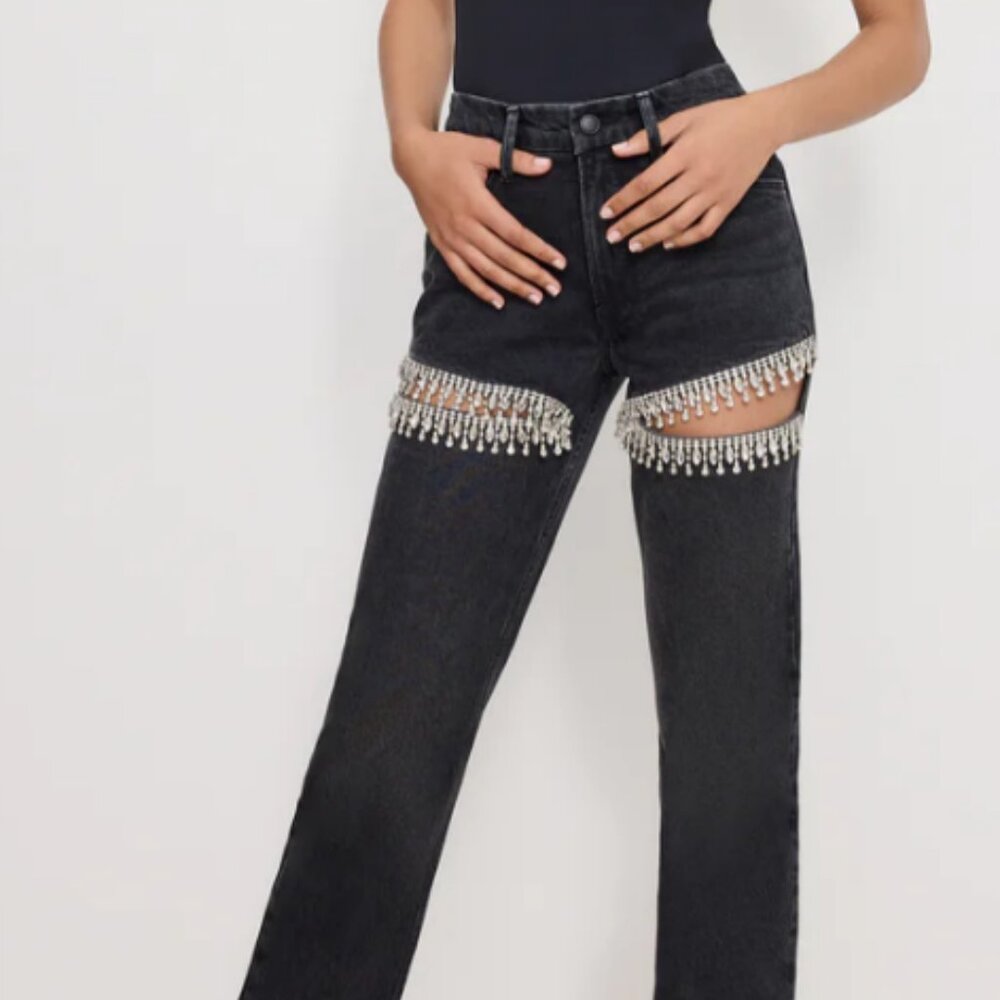 🖤💎 NWOT Good American Icon Straight Diamond Jeans- size 14 💎🖤 - Picture 4 of 12